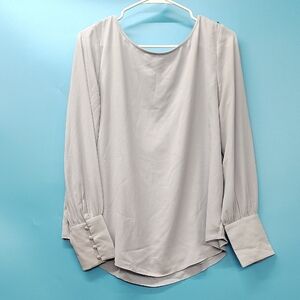 Ann Taylor Light Gray Blouse with Button Cuffs